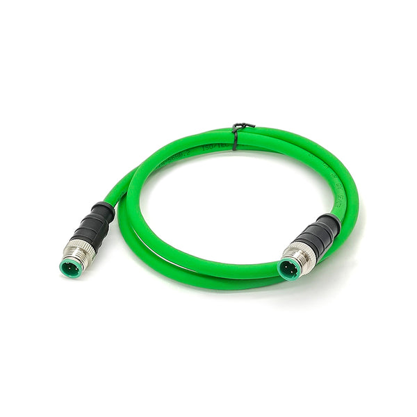 M12 4pin and 8pin A-Code D-Code X-Code Male to Male High Flex Cat7 Industrial Ethernet 1M Cable PVC