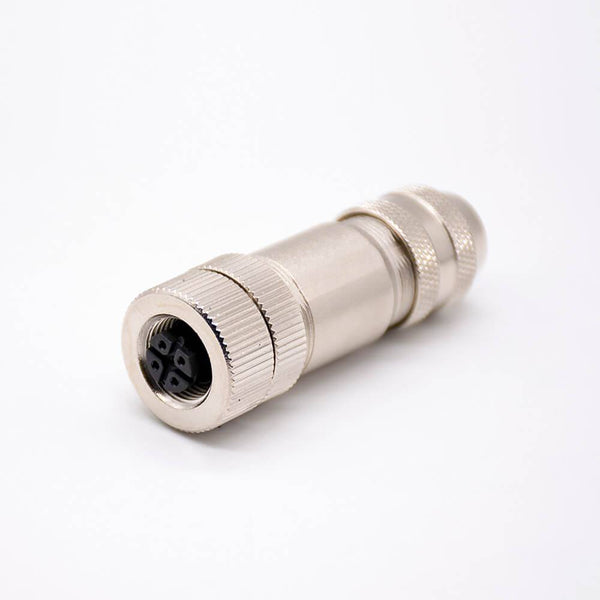 M12 B Coding Field Wireable Connectors Straight Metal Plug With Screw Termination