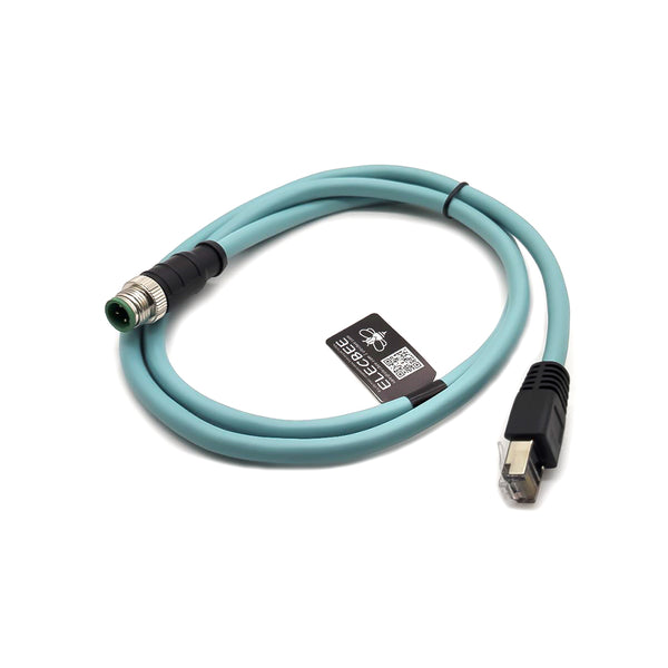 M12 8-pin Male to RJ45 Male High Flex Cat7 Industrial Ethernet Cable 1M PVC