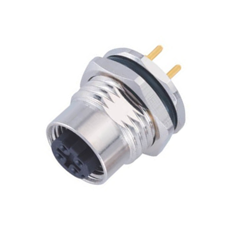 D Coding Connector M12 D Coding Panel Receptacles PCB/Solder Front Mount Connector ...