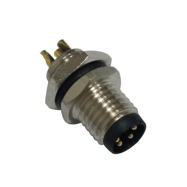 M8 Panel Receptacles Male Straight Front Mount connector for Solder Type