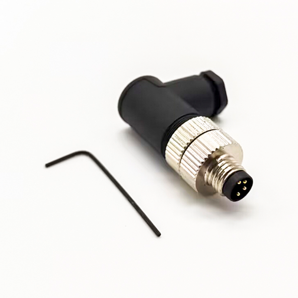 M8 Field Wireable Connector Right Angle Plug For Cable Screw Termination