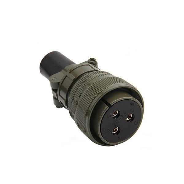 Gewinde MS5015 28-3 vergoldet 3-poliger gerader Stecker und 4-Loch-Flanschbuchse 