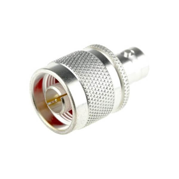 HF-Adapter Metall gerader N-Stecker auf BNC-Buchse freihängend 50 Ohm 