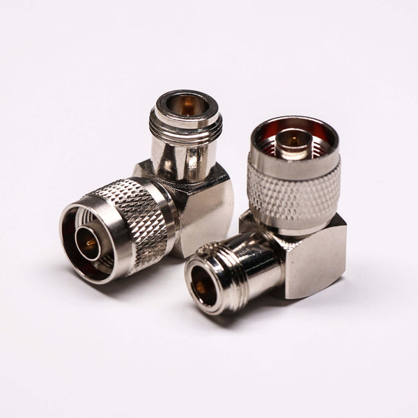 HF-Adapter Metall rechtwinklig N-Buchse auf N-Buchse freihängend 50 Ohm 