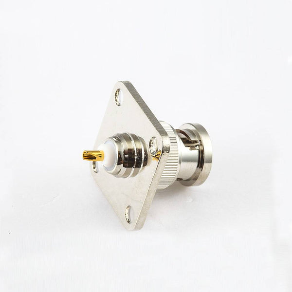 Panel 4 Hole Flange Cable BNC Connector Male Straight Solder Cup