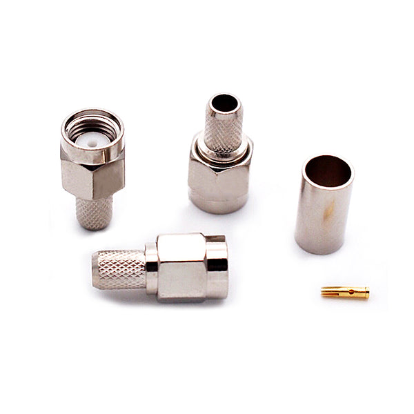 RF Coaxial connector Rreverse polarity SMA Plug Straight Crimp for cable RG58/RG223/RG142/LMR195