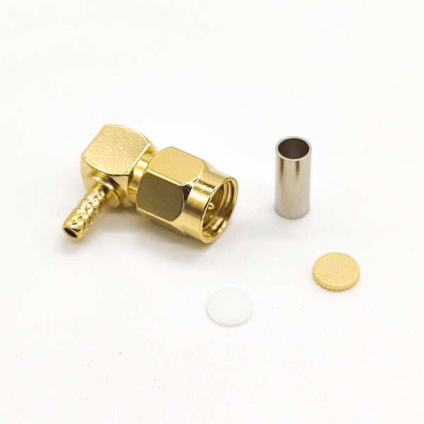 HF-Koaxialstecker Standard-SMA-Stecker rechtwinklig Crimp für Kabel RG174/RG316/LMR100