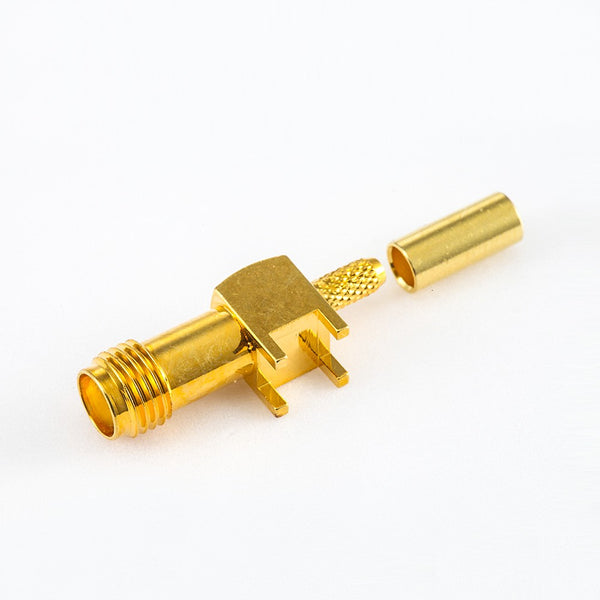 HF-Koaxialstecker Standard-SMA-Buchse rechtwinklig Crimp für Kabel RG174/RG316/LMR100