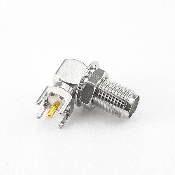 HF-Koaxialstecker Standard-SMA-Buchse, rechtwinklig, Lötausführung für Leiterplattenmontage