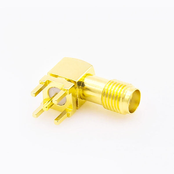 HF-Koaxialstecker Standard-SMA-Buchse, rechtwinklig, Lötausführung für Leiterplattenmontage