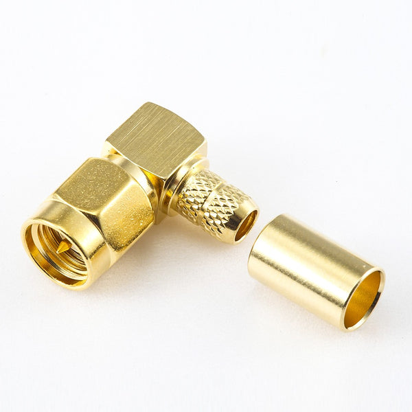 RF Coaxial connector Standard SMA Plug Right Angle Crimp for Cable RG58 / RG142 / SYV50-3