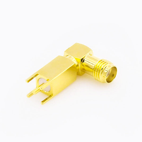 HF-Koaxialstecker Standard-SMA-Buchse, rechtwinklig, Lötausführung für Leiterplattenmontage