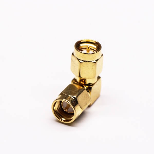 RF Adapter Metal Right Angle SMA Plug to SMA Plug Free Hanging 50  Ohm