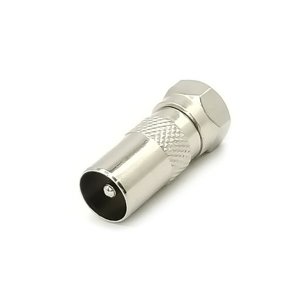 HF-Adapter Metall gerade F-Stecker auf PAL-Stecker freihängend 75 Ohm