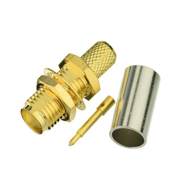 HF-Koaxialstecker mit umgekehrter Polarität, SMA-Buchse, gerade Crimpverbindung für Kabel 8D-FB