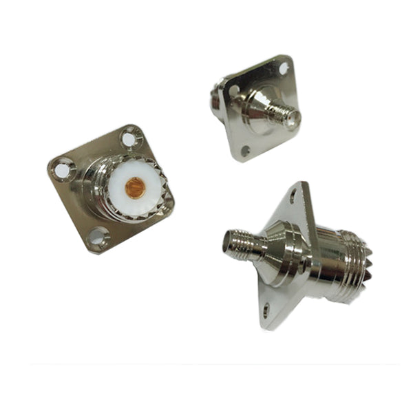 RF Adapter Metal Straight SMA  Jack to UHF Jack Flange 50  Ohm